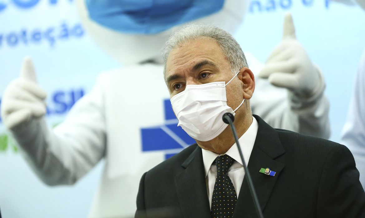 O ministro da Saúde, Marcelo Queiroga, durante o lançamento da campanha Mega Vacinação.
