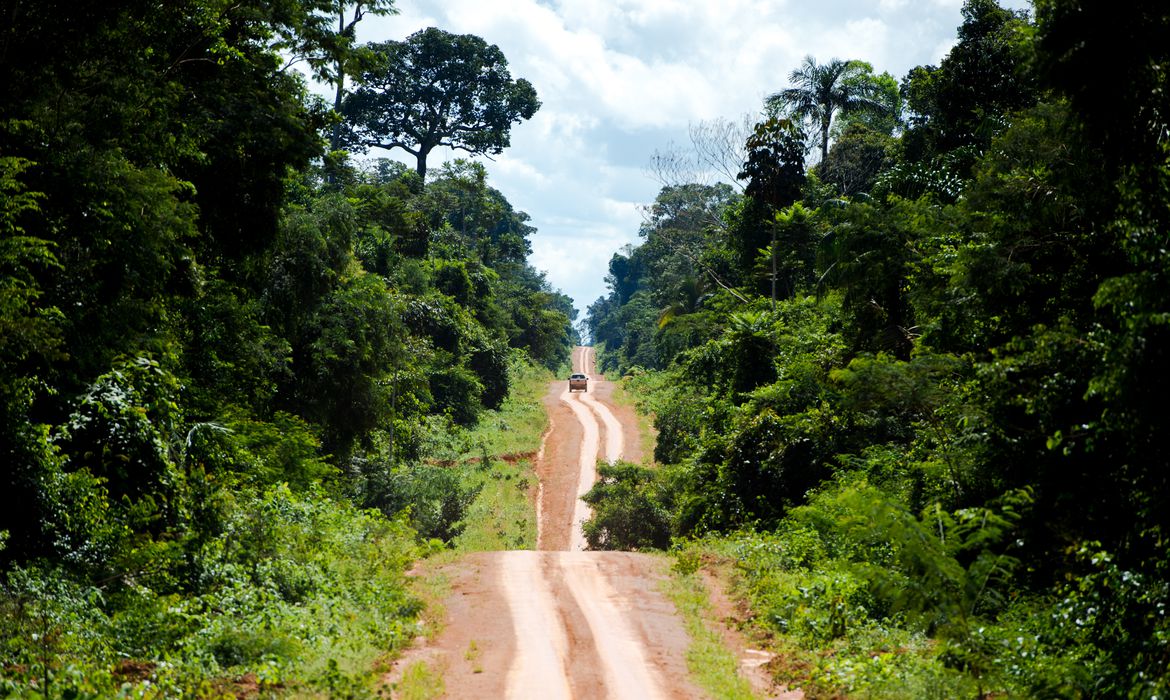 Colniza, MT, Brasil: Estrada que leva ao distrito de Guariba e marca o limite da Terra Indígena Kawahiva do Rio Pardo. (Foto: Marcelo Camargo/Agência Brasil)