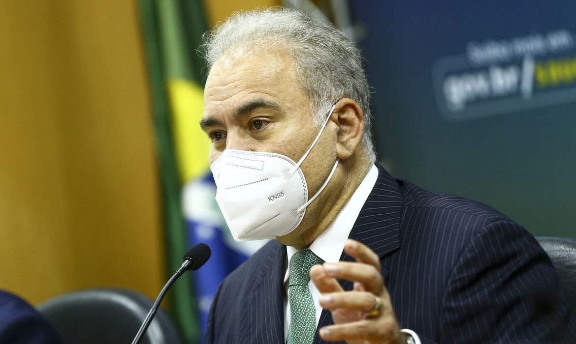 O ministro da Saúde, Marcelo Queiroga, durante o lançamento do programa Cuida Mais Brasil.
